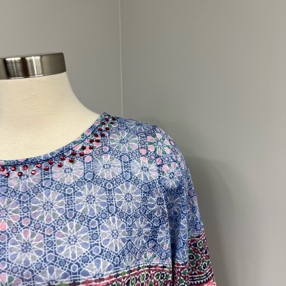 Ruby Rd Blue‎ Print Blouse - Picture 2 of 10
